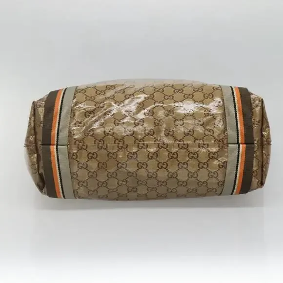 GUCCI GG Crystal Sherry Line Tote Bag Coated Canvas Brown - Picture 9 of 16